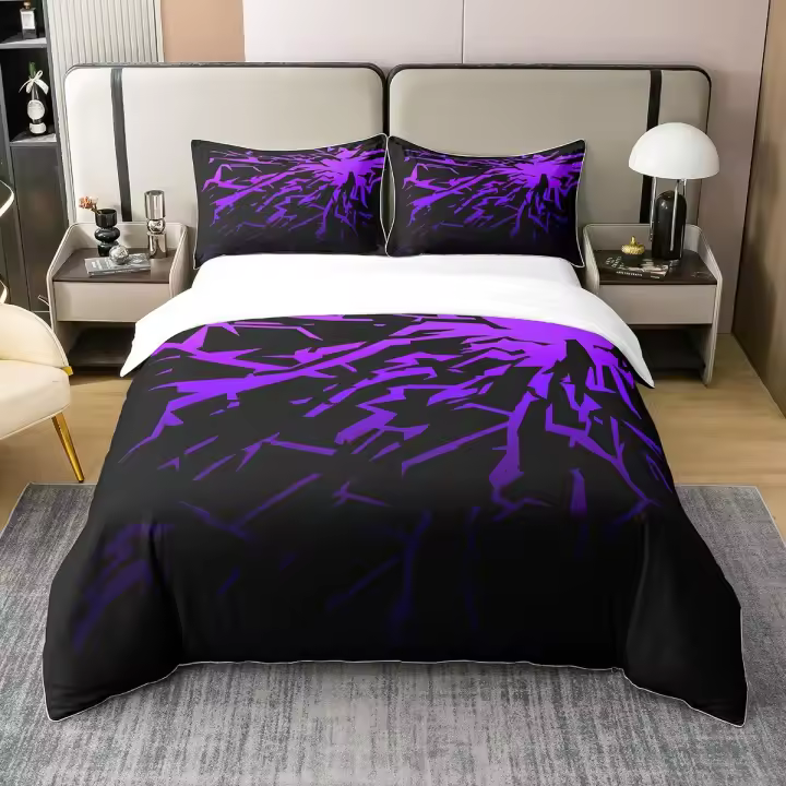 Juego de Ropa de Cama Geométrica de Tira Cubierta de Edredón de Tira Rayada - 1