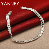 Pulseras de cadena lateral de plata para mujeres y hombres, joyería de 6 mm - details 4