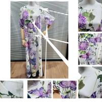 Elegante Vestido de Verano con Estampado de Pescado Cuello Redondo, Talla Grande, Moda Casual para Mujeres - details 1