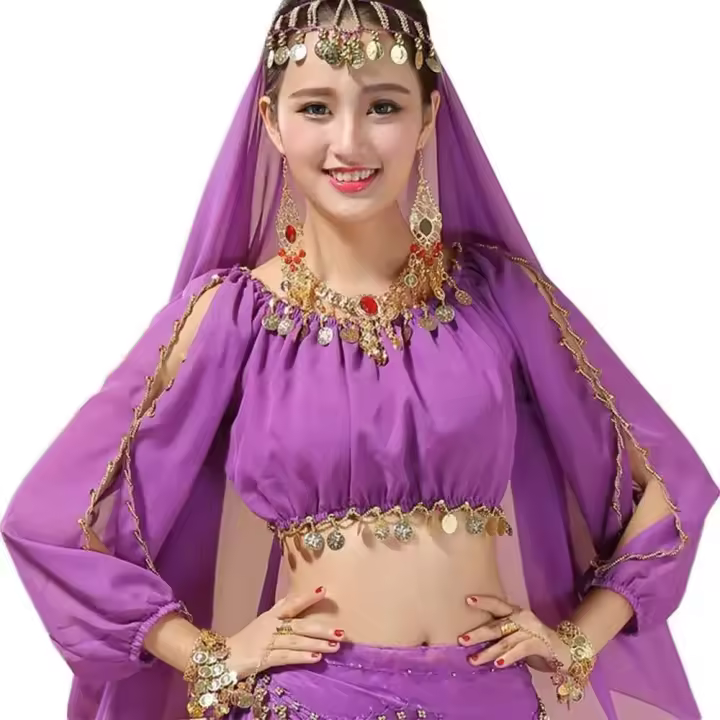 Tops brillantes con cuentas de lentejuelas en el vientre, disfraces de baile sexys, disfraces con flecos para festivales, discotecas, fiestas, Tailandia, India y Arabia - 1
