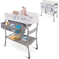 Cambiador de bebés con bañera 2 en 1, Trendy, Ajustable 4 alturas, Termómetro, Ruedas freno, Cesta almacenamiento, Hasta 50 kg, Tubo desagüe, 0-36 meses - details 0