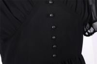 V neck women summer solid lantern short sleeve chiffon elegant vintage long party dress - details 40