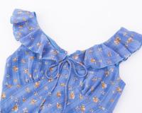 Vestido retro francés con volantes, borde de cordón, correa en la cintura, vestido corto floral, vestido largo de vacaciones, fiesta, falda. - details 3