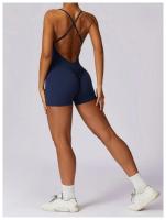 Mono de Yoga Cruzado Top Corto sin Mangas Material de Nylon Estilo Sólido Para Primavera/Verano - details 12