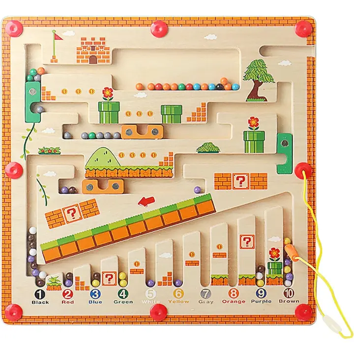Juego de Partidos de Cuenta Montessori Maze Magnético de Color y Número para Niños y Niñas de Preescolar Juguete de Madera Excitat - 1