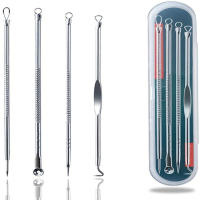 4 unids/set juego de agujas para acné de acero inoxidable, portátil, herramientas de belleza y maquillaje, limpieza profesional de acné facial, puntos negros - details 0