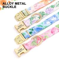 Collar nailon personalizado, collares perro impresos con placa de identificación grabada sin flores para perros pequeños, - details 3
