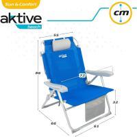 Silla de Playa Plegable y Reclinable 5 Posiciones, Portátil, 55x67,5x86cm, Incluye Cojín, 1 Bolso, 1 Bolsa con Cremallera y Topes Antivuelco - details 1