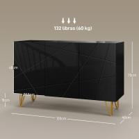 Aparador para Salón Aparador de Entrada con 3 Puertas y Estantes Ajustables Armario de Almacenamiento para Cocina Sala 120x40x75 cm Negro Brillo - details 2