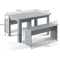 Mesa de comedor Sentio, antracita/roble dorado, 90 x 140 cm con 2 bancos - details 26