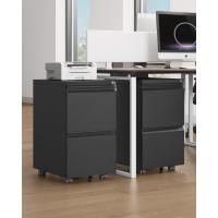 Cajonera de Oficina Móvil, 2 Cajones Cajonera de Oficina Metalico con Ruedas, Mueble Oficina Archivador con Cerradura y Llave para Carta/A4, Negro, 51 x 39 x 71cm - details 1