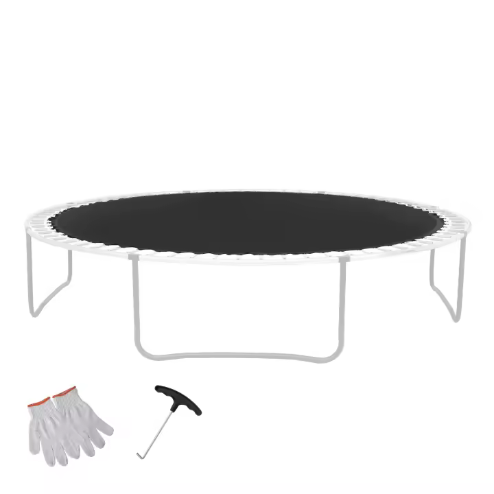 SucceBuy Alfombrilla de repuesto para trampolín, se adapta a marco de 15 pies, alfombrilla de salto resistente a los rayos UV con herramienta de resorte y anillos en V duraderos - 1
