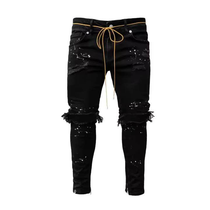 2025 nuevos pantalones rasgados de hip-hop, jeans desgastados, leggings, leggings largos para hombres - 1