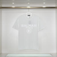 Camiseta Deportiva de Algodón Puro para Hombres Cuello Redondo, Estampado de Logotipo Delantero, Estilo Básico Casual para el Verano - details 0