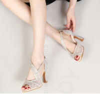 Zapatos de baile latino de suela roja para mujer, zapatos de baile de salón de Tango, tacón cubano, zapatos de boda con diamantes de imitación, sandalias para mujer - details 11