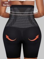 1 juego de ropa interior de mujer de talla grande, cintura alta, control de barriga, moldeado y levantamiento, sin costuras, cortos cuadrados. - details 16