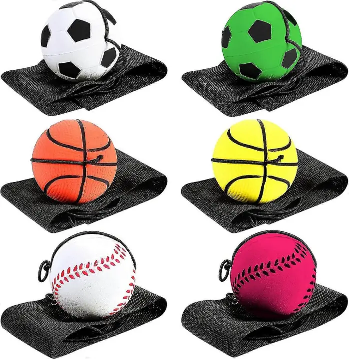 Bola de Muñeca Deportiva 6 Piezas de Goma Rebotable para Baloncesto, Béisbol, Fútbol - 1