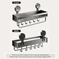 Estante de baño con ventosa de acero al carbono, estante de almacenamiento para ducha con montaje en pared sin perforaciones, soporte de carga fuerte de gran capacidad - details 2
