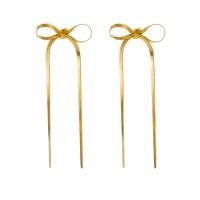 Pendientes largos de acero inoxidable con lazo para mujer coreana, oro, regalo de joyería, 1 par - details 4
