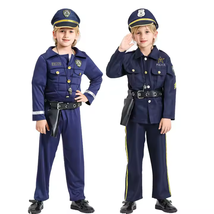 Uniforme de policía de cosplay de Halloween para niños, set de maquillaje para fiesta - 1