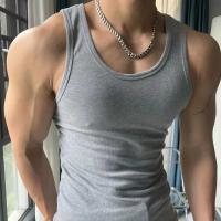 Chaleco de color sólido para hombre, camiseta sin mangas con cuello redondo para fitness, ropa de calle informal transpirable, ropa de ocio de verano para deportes - details 5
