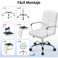Silla Giratoria de Oficina Sillón de Trabajo con Respaldo Tapizado Asiento Sintético Altura Ajustable Negro - details 36