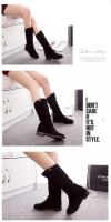 Ots de tacón informal de media varilla para mujer, punta redonda, terciopelo mate, otoño e invierno, nuevo - details 33