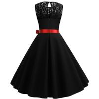 Vestido de Navidad rojo de encaje para mujer, ropa de manga corta Swing, disfraces de Navidad, vestidos de fiesta, bata Vintage, 2024 - details 12