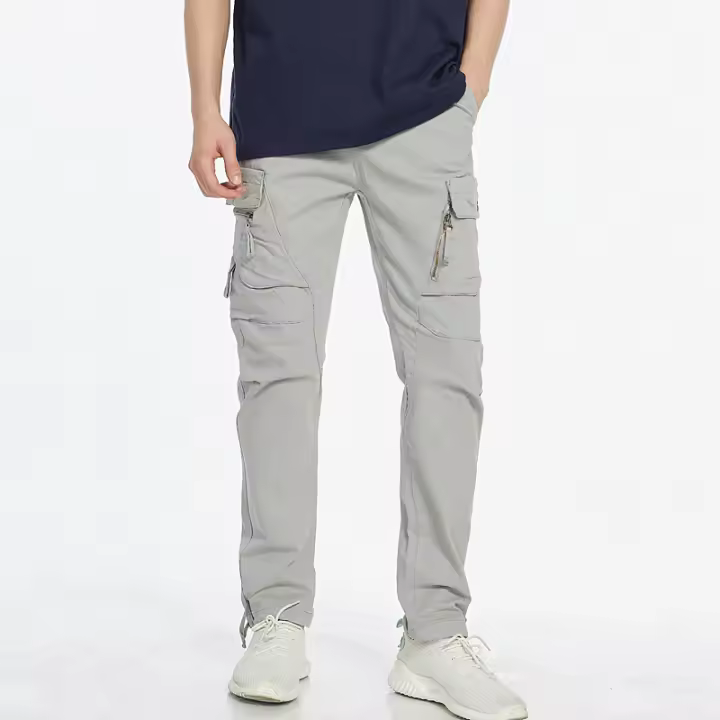 Pantalones Cargo de Algodón para Hombre Pantalón Informal de Largo Completo con Múltiples Bolsillos - 1