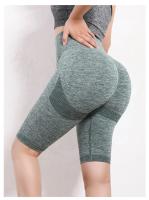 Pantalones cortos deportivos de Yoga para mujer, pantalones deportivos sin costuras de secado rápido, ropa deportiva de cintura alta, pantalones cortos elásticos transpirables para entrenamiento y correr - details 4