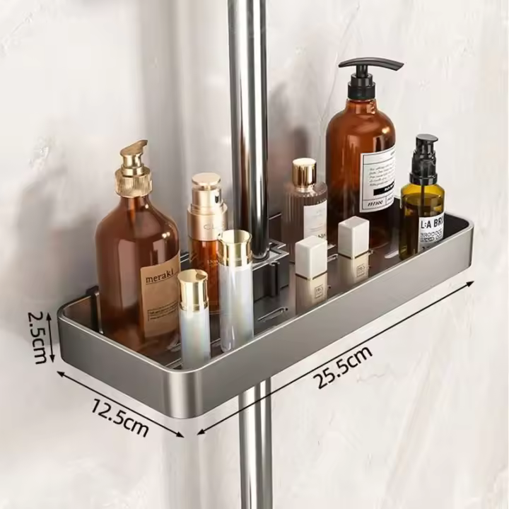 Soporte para cabezal de ducha de baño, montado en la pared, no requiere perforación, organizador de champú, soporte de iluminación de diseño integrado - 1