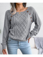 Suéter de punto con botones para mujer, Jersey holgado de manga larga, otoño, 2023 - details 1