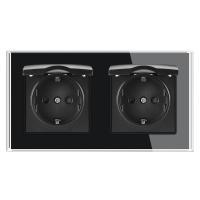 Enchufe europeo con Tomas de corriente, Enchufe exterior eléctrico con tapa de plástico Impermeable para baño, Marco de cristal - details 2