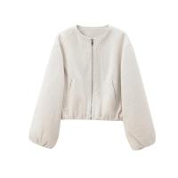 Chaqueta Bomber Suave de Moda para Mujer Otoño-Invierno 2024 Cuello Redondo Retro Manga Larga Chaqueta Elástica con Cremallera - details 3