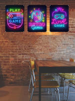 Placa decorativa de neón para sala de juegos, placa de estaño de Metal con vídeo, pegatina de pared de consola de juegos, placa de hierro moderna, decoración del hogar - details 1