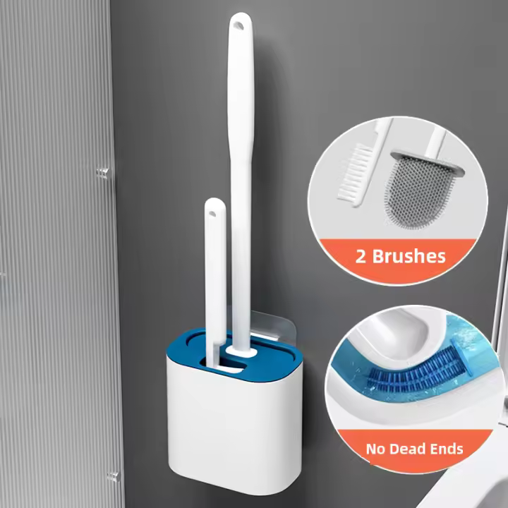 Cepillo de Inodoro Portátil Multifunción con Agarre Cómodo, Limpieza Manual sin Electricidad para Baños, Incluye Mango - 1