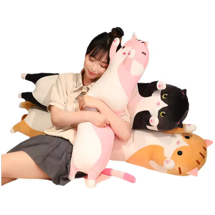 Muñeco De Gato Divertido Y Suave Para Niñas Y Decoración Del Hogar Almohada De Sueño Para Oficina Y Cama Disponible En Varios Tamaños - 1
