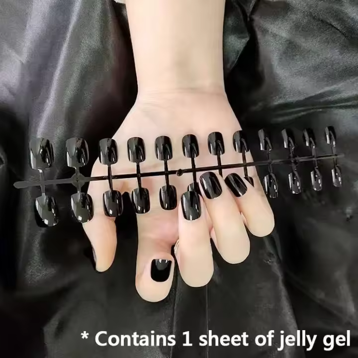 Arte de Uñas Dorado Francés Corto Cuadrado Juego de 24 Piezas Desmontables para Un Lío Elegante - 1
