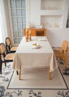 Mantel de lino y algodón Vintage, mantel con estampado Floral y borlas, cubierta de mesa lavable para comedor, picnic, decoración de mesa - details 4