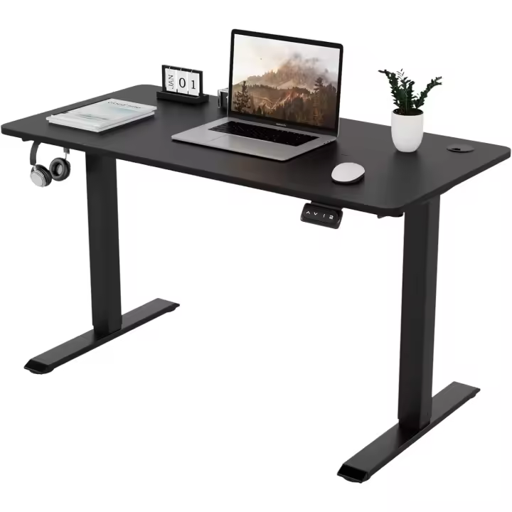 Mesa elevable, orificio pasante, escritorio de altura ajustable 71-119 cm negro - 1