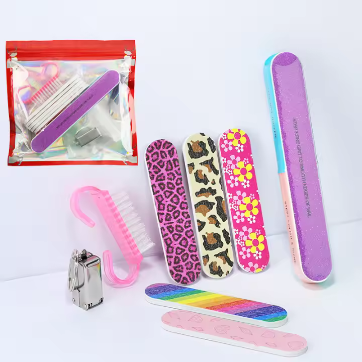 Herramientas de Manicura para Uñas 8pcs Set de Acero Inoxidable Doble Cara Tijeras de Uñas Cepillo de Uñas para Remover Polvo Suave Marca Arte Clavo - 1