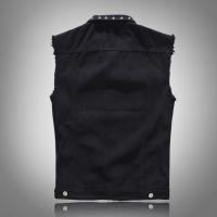 Chaleco rasgado sin mangas de estilo retro para hombre Vestido informal de punto con solapas y correas Ropa de algodón y poliéster - details 3