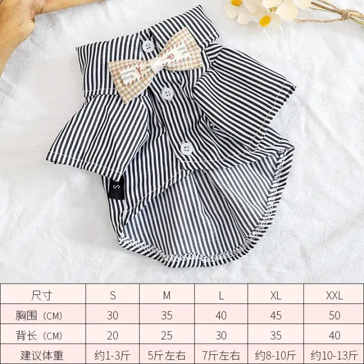 Moda Canina Casual a Rayas Camisa con Lazo para Perros Pequeños Ropa de Mascota de Primavera-Verano a la Moda - 1