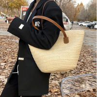 Bolso de viaje con asa superior para mujer, bolsa Bohemia de paja tejida de gran capacidad para verano - details 1