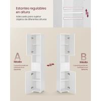 Mueble de Baño Armario de Almacenamiento con Cajón Estantería Regulable Blanco 30 x 30 x 170 cm - details 4