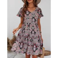 Vestido de verano con cuello en V para mujer, pantalón corto informal, vestidos de manga para mujer - details 3