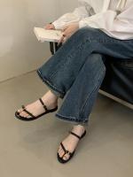 Sandalias Planas de Moda para Mujer Punta de Zapato Cuadrado con Hebilla Cubierta - details 12