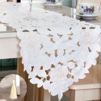 Mesa con bordado floral retro blanco, alfombra Ense, mantel de algodón hueco, decoración de mesa de comedor para el hogar, fiesta de boda - details 14