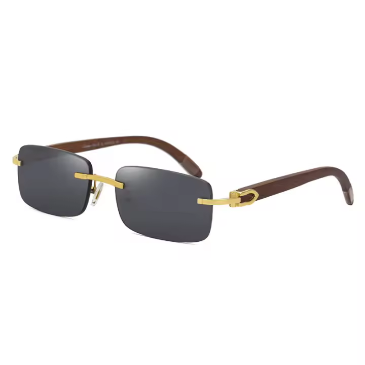 Gafas de sol de moda para hombre, sin montura, originales, con patillas de madera, tipo tirachinas, gafas de sol con montura óptica de madera a la moda para hombre - 1