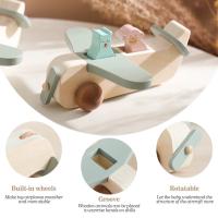 Bloques de construcción de madera Montessori para bebé, juguetes de avión, modelo tripulado, adorno de madera, juguetes - details 1